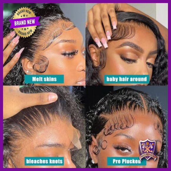 Deep Wave Lace Front Wig Human Hair 180% Density 24 Inch Curly main image 4
